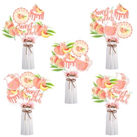 Peach Centerpieces for Table - 24Pcs Sweet As a Peach Centerpiece, Double-Sided Printing Peach Centerpieces for Baby Shower, Birthday Party, Wedding Supplies