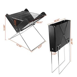 YSSOA YSSOA 12' Portable Charcoal Barbecue Grill - Folding Detachable Collapsible Mini Tabletop Camping BBQ, Black