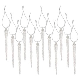 Lillian Vernon Twinkle™ Glass Icicle Ornaments - Set of 12, Mini Tree Decorations, Festive Holiday Home Décor, String Included, 5" Long