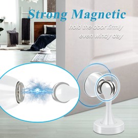 Door Stopper, Magnetic Door Stop White Wall Floor Mount Magnetic Door Stoppers Stainless Steel Magnetic Door Holder Catch Heavy Duty Modern Door Stops for Bottom of Door, 2 Pack