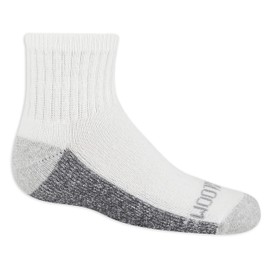 Fruit of the Loom Boys' Dual Defense Ankle Socks (10 Pack), White, Medium