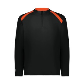 Holloway Clubhouse Pullover – Versatile Cage Jacket Quarter Zip for Men: Golf, Fishing, Workout, Long Sleeve Comfort, Black/Orange