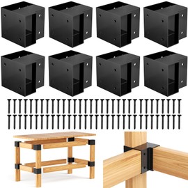 Workbench Corner Brackets Kit,8 Pcs Steel 3-Way Right Angle Corner Brackets for DIY Custom Workbench, Shelving, Work Table, Fits 2x4 (Actual 1.5"x3.5") Wood