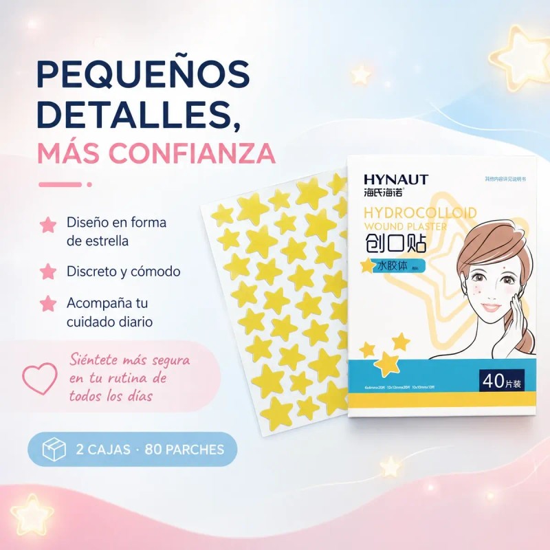 Parches Hidrocoloides Estrella Acne 2 Cajas 80 Pzs
