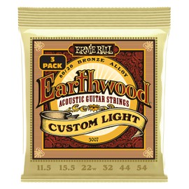 Ernie Ball Earthwood Custom Light 80/20 Bronze Acoustic Guitar Strings 3-Pack - 11.5-54 Gauge