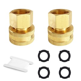 NICOLEKAY 2PCS Brass Garden Hose Adapter Connector 3/4 GHT to 3/4 NPT Thread Double Female Garden Hose Adapter