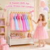 Kids Clothing Rack with Storage Basket Sturdy U-Shaped Dress Up
