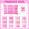 Blosssound 24 Pcs Preppy Cosmetic Bags Pink Preppy Makeup Bags