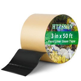 HTZSSON Pond Liner Seam Tape 3" x 50' - Double Sided Butyl Adhesive Tape for EPDM Liners, Waterproof Repair Patch for Ponds, Fish Ponds, Water Features & Outdoor Landscaping (Black)