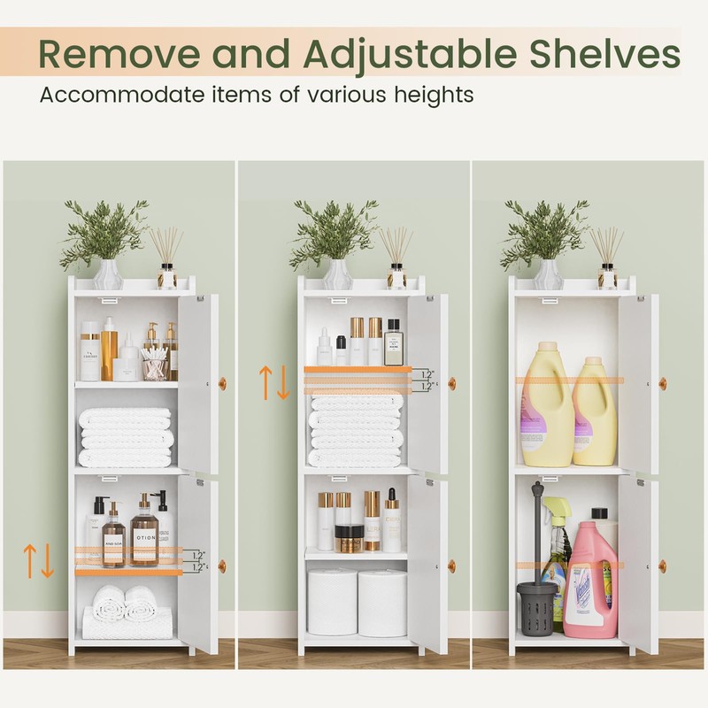 Snughome Bathroom Storage Cabinet, Small Bathroom Cabinet with 2 Doors