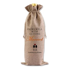 Wedding Wine Champagne Gift Bag Bridal Shower Gifts for Bride To Be Wedding Gift Bags Wedding Gift Bag for Bride and Groom Pairs Well With Getting Married Wine Bag engagement gifts for couples