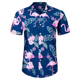 SERTAS Mens Hawaiian Shirt and Shorts Hat Set,Hawaiian Shirts for Men,Summer Hawaiian Shirt Shiteshirts,Shiteshirts for Indoor Outdoor Beach Seaside Holiday Size S-3XL (Blue, L)