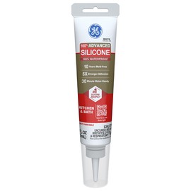 GE Advanced Silicone Caulk for Kitchen & Bathroom, White, 2.8 fl oz Tube, 1 Pack - 100% Waterproof Silicone Sealant, 5X Stronger Adhesion, Shrink & Crack Proof