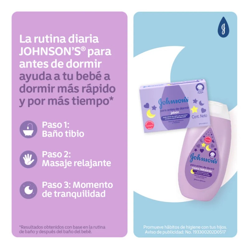 Jabón en barra para bebé Johnson's Antes de Dormir 75g
