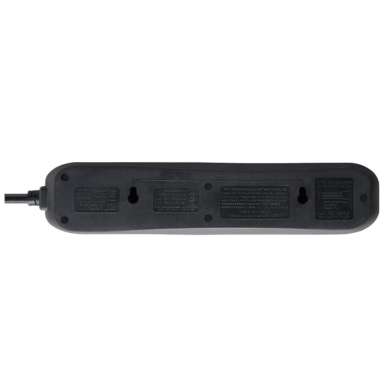 Masterplug Four Socket Power Surge Protected Extension Lead, Black