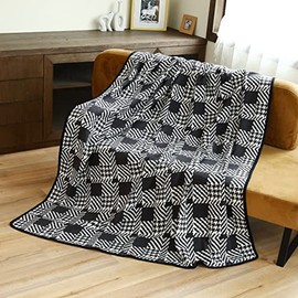 PUTIAN Throw Blanket Couch Blanket - 63" x 51" Bohemia Grey Blanket Luxury Bed Blanket Anti-Static for Sofa, Couch, Bed, Camping, Travel - Super Soft Merino Wool Blanket