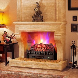 RELAX4LIFE 26’’ Electric Fireplace Logs Heater - 1500W Infrared Quartz Fireplace Insert w/Realistic Pinewood Ember Bed, Adjustable Flame Color & Brightness, Remote Control, Timer, Overheat Protection