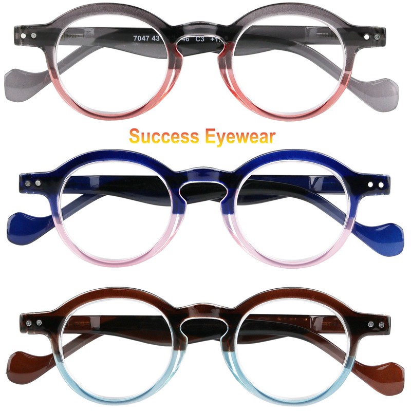 Success Eyewear Reading Glasses 3 Pairs Fashion Springe Hinge Readers
