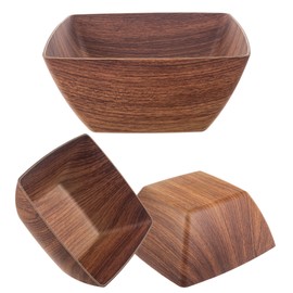 KADAX Plastic Salad Bowl, Elegant Bowl, Imitation Wood Bowl, Modern Serving Bowl, Plastic Bowl, Snack Bowl (Square 23.5 cm)