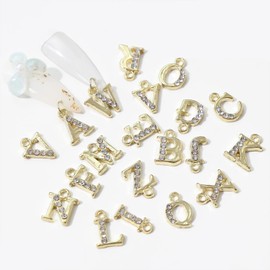 WOKOTO 26pcs Gold Dangle Letter Nail Charms For Nail Art 3d Charms Nail Letter Charms Pendant Letter 3d Nail Charms Nail Gems And Rhinestones For Acrylic Nails Nail Piercing Charms Nail Jewels