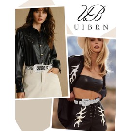 UIBRN Rhinestone Belts for Women Men, Bling Studded BB Belt for Western Cowboy Cowgirl Sparkly Diamond Bedazzled Leather Belt