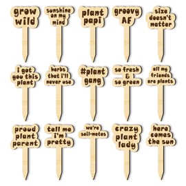arricraft 15 Stück Witzige Pflanzenetiketten Holzmarkierungen T Typ Tags Gartenetiketten Mit Aufgedrucktem Lustigen Spruch Holz Gartenstecker Für Drinnen Und Draußen Topfsamen Gemüse Einzigartige