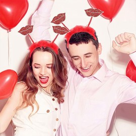 HIFANMM Valentines Day Headbands Red Lip Hair Bands for Women Girls Kids, Glitter Lips Hair Accessories, Wedding Birthday Party Supplies Hair Hoop 1 Pcs