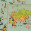 Large Vintage Japanese World MAP by Keizo Shimada of Japan