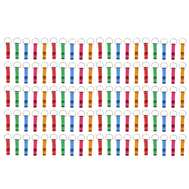 100pcs Bottle Opener Keychain Colorful Aluminum Alloy Can Opener Key