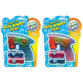 KandyToys Bubble Kidz Light Up Friction Powered Bubble Gun with Bubble Solution Tubs