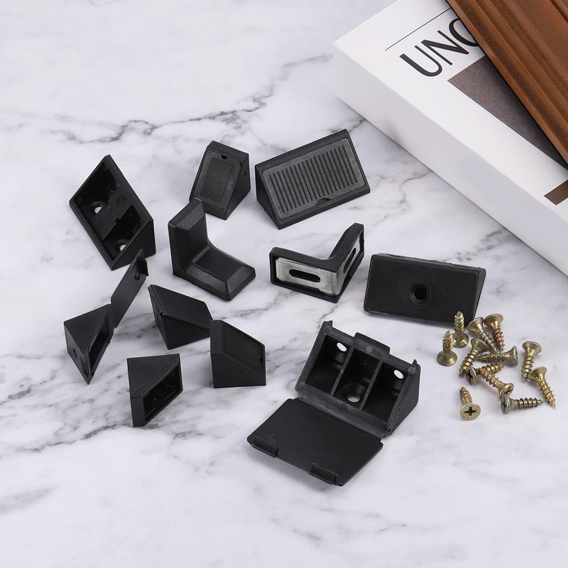 sourcing map 12 Pcs 90 Degree Plastic Corner Braces, 20x18x20mm