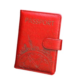 Leather Passport Holder for Travel: RFID Blocking Passport Cover - Essential Passport Wallet for Women and Men (GLB Red)