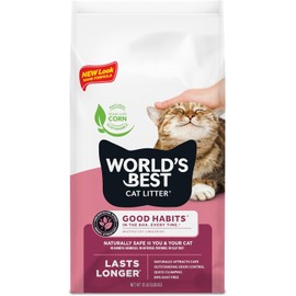 WORLD'S BEST CAT LITTER Good Habits Cat Attract Litter | Natural Plant-Based Attractant | Multicat Flushable Corn Litter | Unscented Odor Control | Low Tracking & Lightweight | Made in USA 15lb Bag