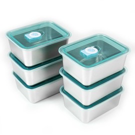 souso 6pcs 304 Stainless Steel Food Containers with Lids, Stacking Snack Containers for Office and Home