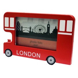 Wooden Bus Photo Frame London England Souvenir Gift 6X4 Inch