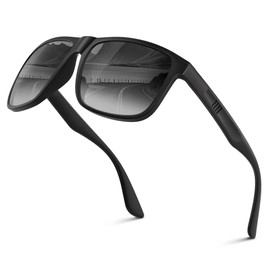 Wrimen Sunglasses Men Women Polarised UV400 Blend Protection Fashion Retro Unisex Ultralight Sunglasses Classic Rectangular Outdoor Sports Glasses for Driving Travel Fishing, B gradient black