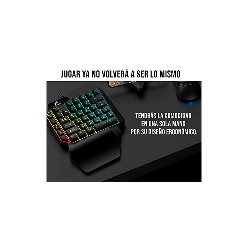 ELE GATE Teclado De Una Mano Gamer Luz RGB USB