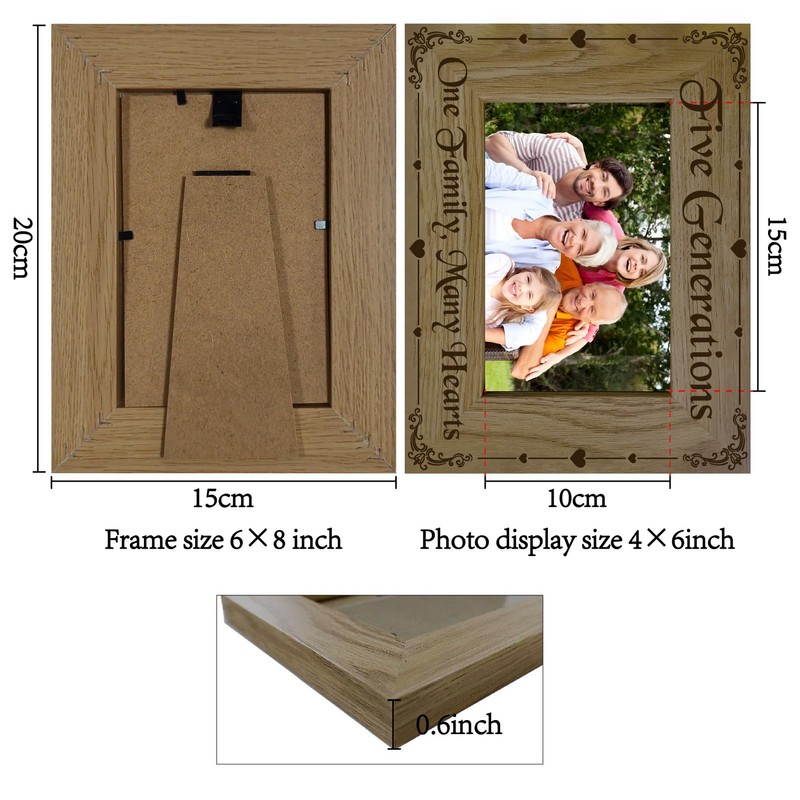 CREATCABIN Five Generations Picture Frame Wood Photo Frame Holds Display