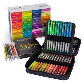 ColorIt Glitter Gel Pens for Coloring – 96 Pack with 48 Premium Glitter Gel Pens & 48 Refills with 1 Travel Case - Vibrant Colors for Journaling, Writing, Adult Coloring Books, and Creative Projects