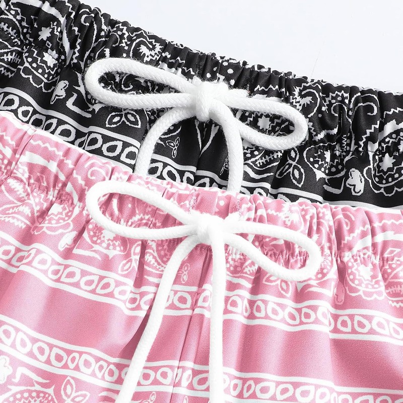 Eymitory Boy's 2 Pack Summer Boho Paisley Print Shorts Kids