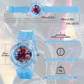 Joyday Kids Watch, Superhero Kids Analog Watch for Boys Girls, Wrist Watch with 3 Colors Flashing Cool Inexpensive Gift for Toddlers, Boys, Girls Light Blue