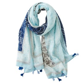 FAIRYGATE Paisley Scarf Scarfs for Women Blue Long Large Soft Shawls and Wraps with Tassel Ladies Scarves Lightweight Clearance 22225