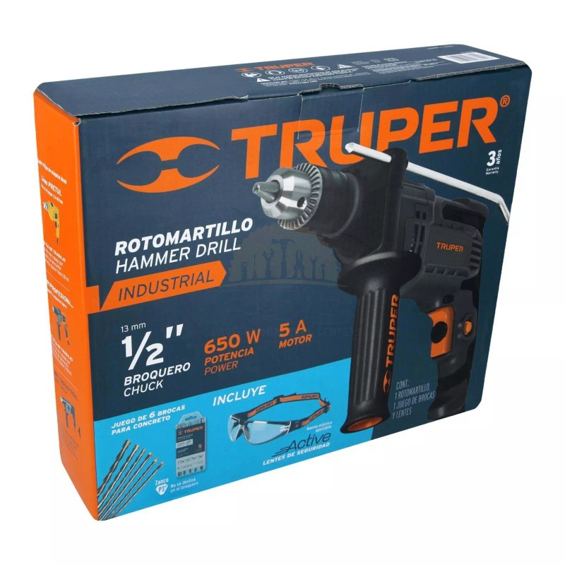 Truper COMBOR-1/2N6 1/2" 700 W rotary hammer, 6 bits and