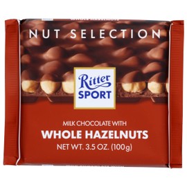 Ritter Sport Milk Chocolate With Whole Hazelnuts Bar, Natural, 3.5 Ounces (Pack Of 10)