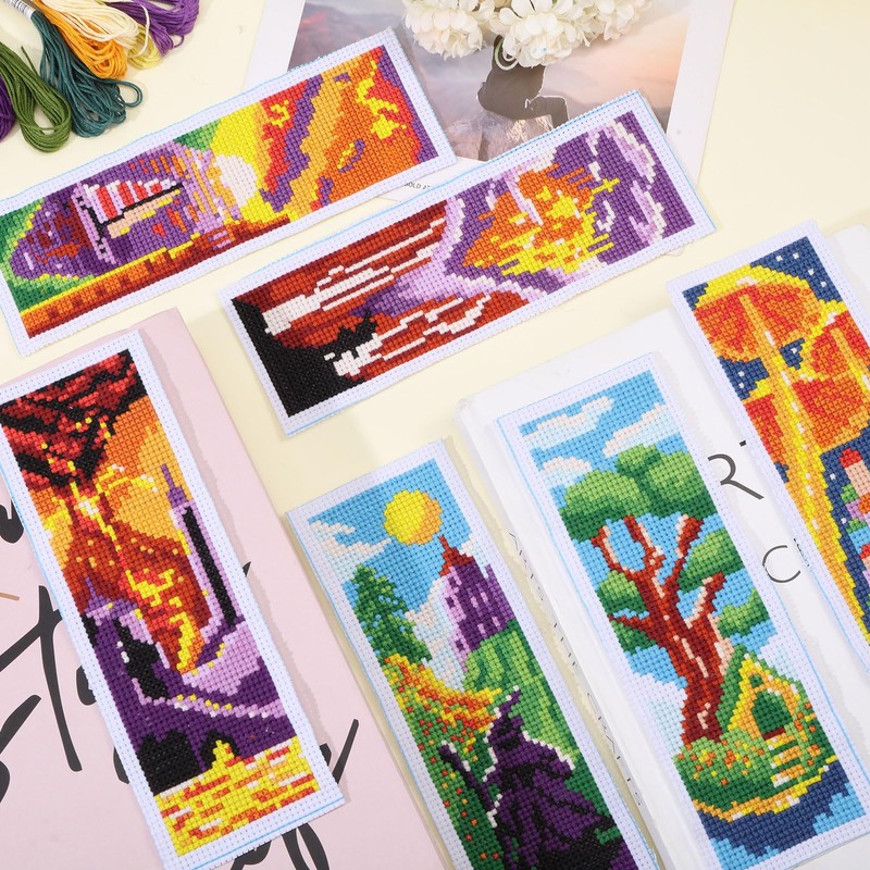 ORIGACH Pack of 6 Bookmarks Cross Stitch Kits, Landscape Castle