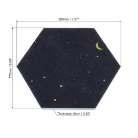 PATIKIL Hexagon Felt Board Tiles, 8 Pack Self Adhesive Mini Moon Wall Pin Bulletin Board with Push Pins for Photos Memos Home Office Decor, Dark Blue