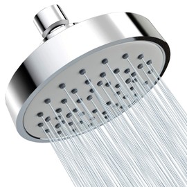 Katezon 4 Inch Shower Head High Pressure Rain, Luxury Bathroom Rainfall Shower Heads with Chrome Plated Finish, Adjustable Angles, Anti Clog Self Cleaning Overhead Showerhead, California Certified