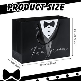 Thenshop 10 Pieces Groomsmen Gift Bags Tuxedo Gift Bag Set Wedding Treat Bags Groomsmen Bags Set of 10 Wedding Tuxedo Treat Bags 14" x 10" x 4.3" for Wedding Father's Birthday Boss Anniversary