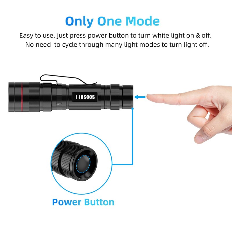 COSOOS 3 Mini LED Tactical Flashlights with Clip, 3.7inch Zoomable
