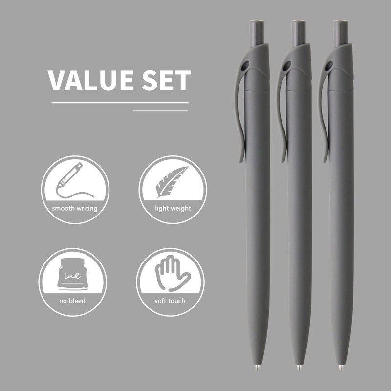 deegtran Pens Bulk, 50 Pack No Bleed Grey Barrel Black